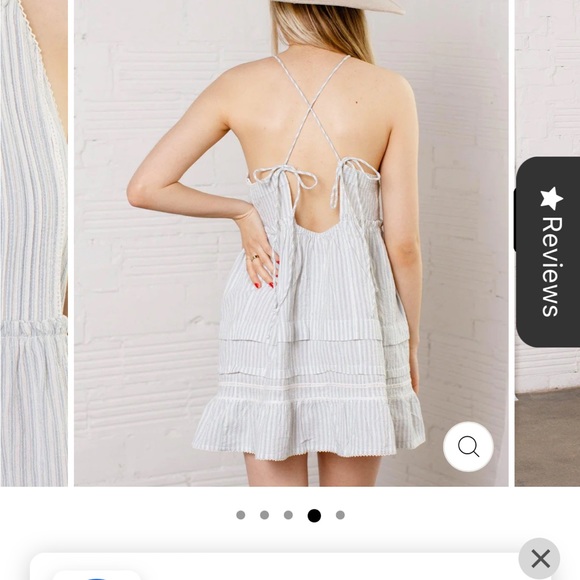 NWT Free People Desert Days Blue Cream White Striped Halter Dress Sz L - Picture 5 of 10